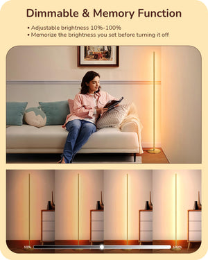Slim Dimmable LED Corner Floor Lamp