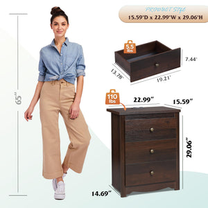3-Drawer Nightstand with Charging Station & USB Ports
