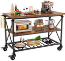 3-Tier Rolling Kitchen Island Cart with Pipe Legs