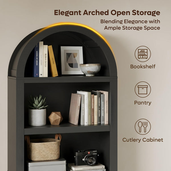 5-Tier Arched Bookshelf 76"