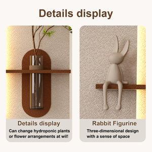 3D LED Wall Decor Sculpture with Artificial Plants & Rabbit Statue