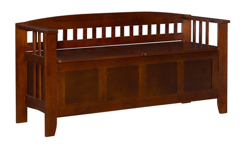 Split Seat Storage Bench with Walnut Finish