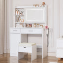 LED Vanity Desk with Mirror, Lights & Storage