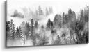 Foggy Forest Canvas Wall Art – Sunset Landscape Print