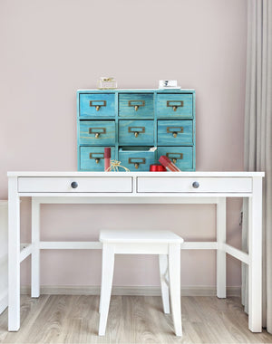 9-Drawer Wooden Desk Organizer Cabinet