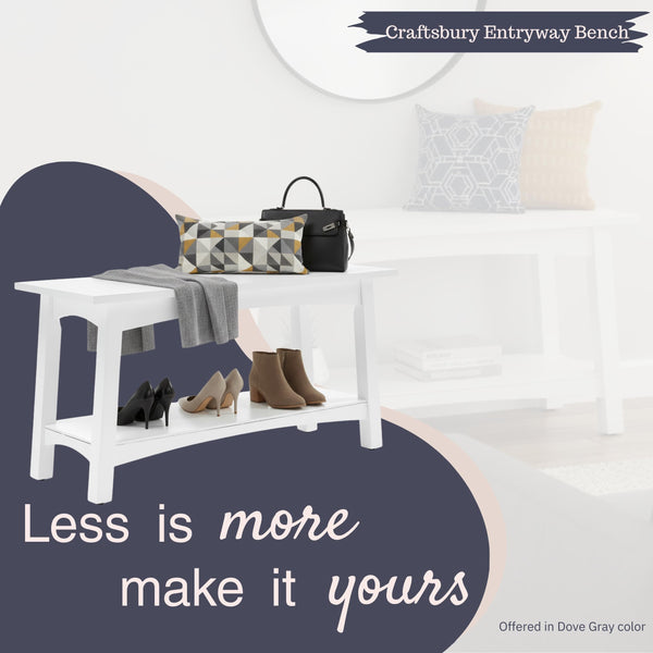 Solid Wood Entryway Bench with Storage Shelf