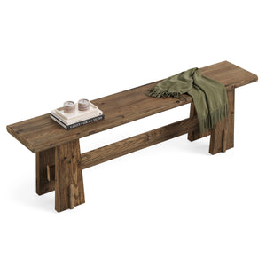 59" Solid Wood Farmhouse Bench