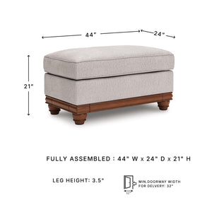 Farmhouse Upholstered Ottoman with Turned Legs