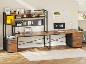 L-Shaped Gaming Desk with Drawers, Hutch & LED Lights