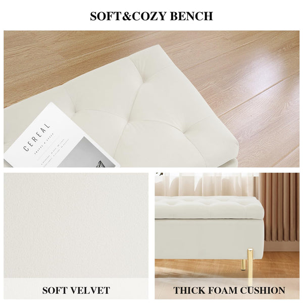 Velvet Storage Bench with Hidden Compartment
