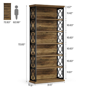 6-Tier Industrial Bookcase Set of 2, 73" Tall