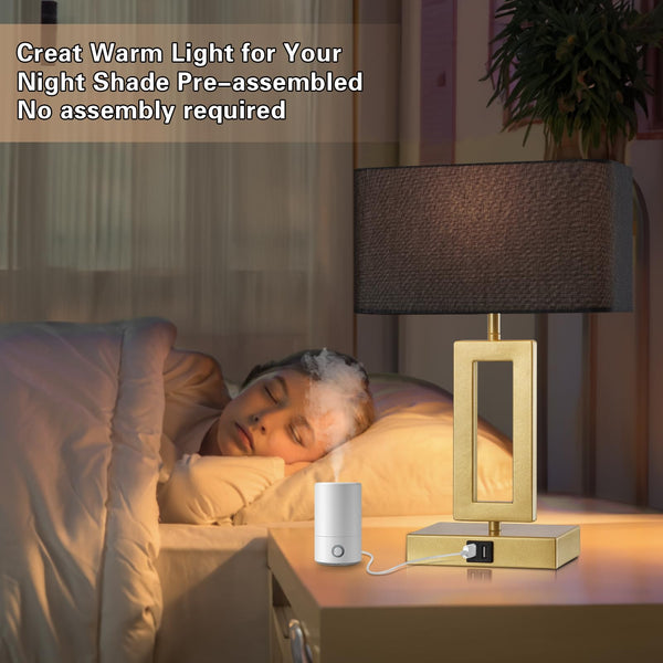 Touch Control Dimmable Table Lamps Set of 2 with USB Ports