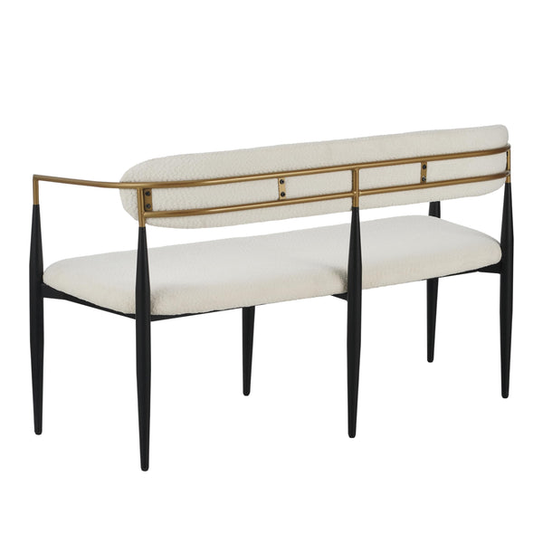 55" Metal Loveseat Settee with Iron Frame & Open Backrest
