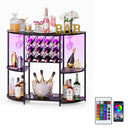 3-Tier Wine Bar Cabinet with LED Lights, Glass Holder & 12-Bottle Storage