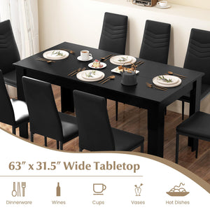 9-Piece Dining Table Set with 8 PVC Leather Chairs – Black