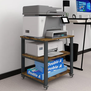 3-Tier Rolling Printer Cart with Storage