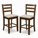 Counter Height Bar Stools Set of 2 – Rubberwood with Upholstered Seat