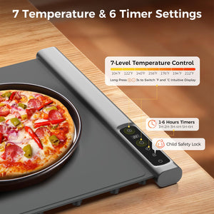 Electric Food Warming Mat | Expandable 3-Piece | 7 Temp & 6-Hour Timer