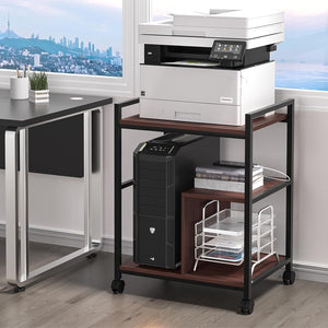 3-Tier Printer Stand with Charging Station & Lockable Wheels