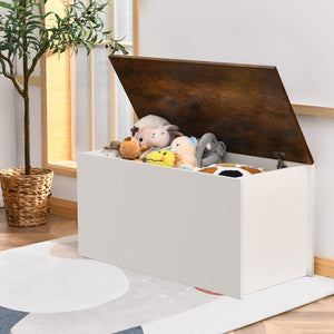 Wooden Storage Chest Bench Ottoman with Flip-Top Lid