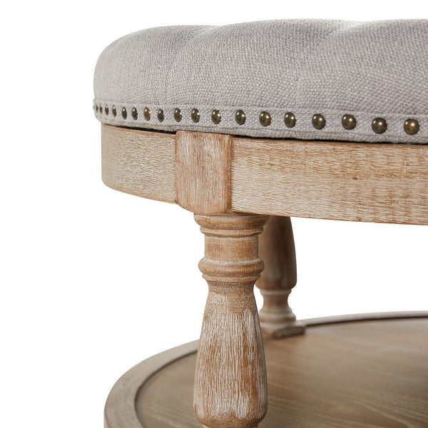 Round Tufted Ottoman with Storage Shelf