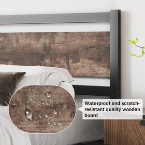 Wooden Headboard with Metal Slats