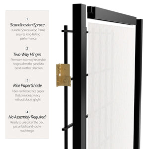 5-Panel Shoji Screen Room Divider – Rice Paper & Wood