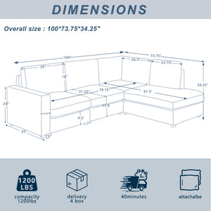 L-Shaped Sectional Sofa with Reversible Chaise