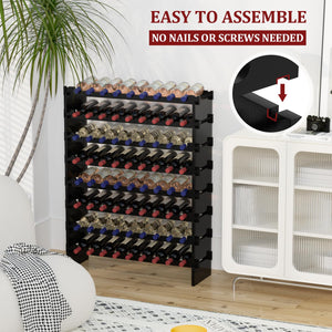 8-Tier Bamboo Wine Rack Freestanding Floor – 72 Bottle Holder