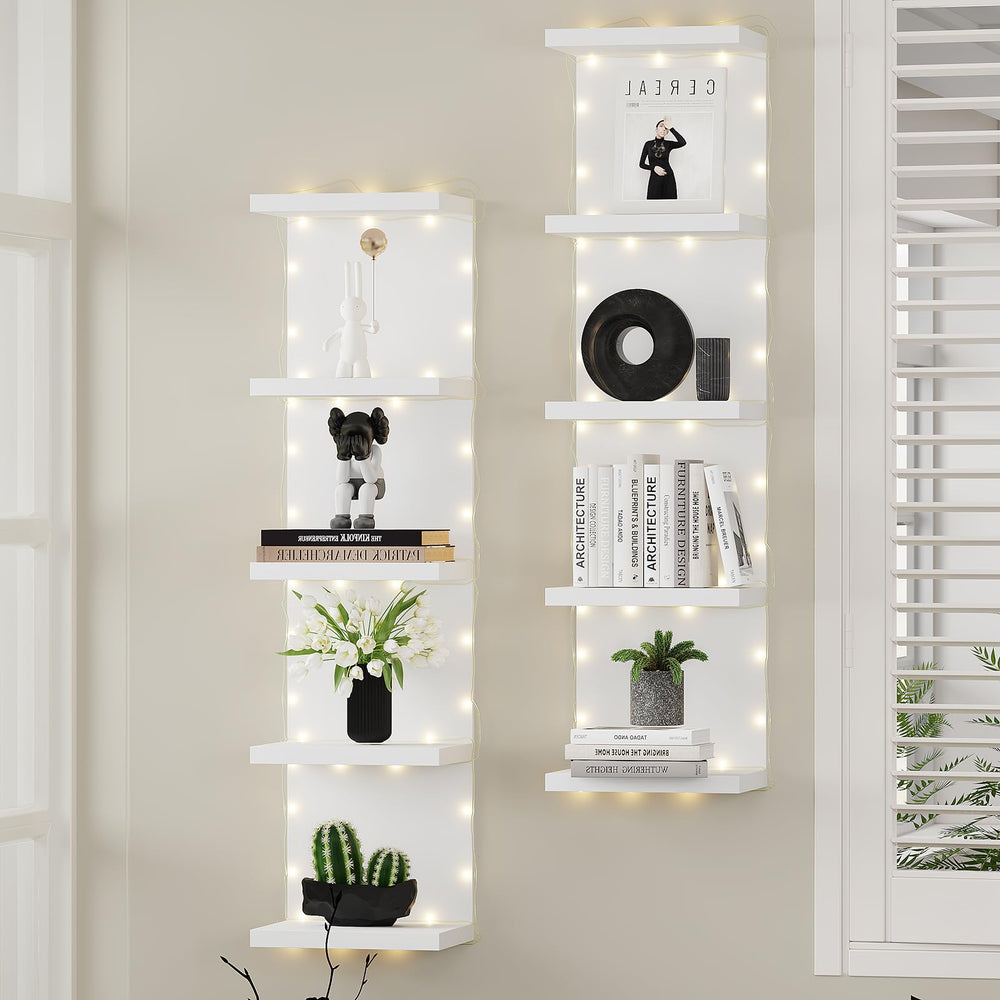 5-Tier Floating Wall Shelf Unit, Set of 2