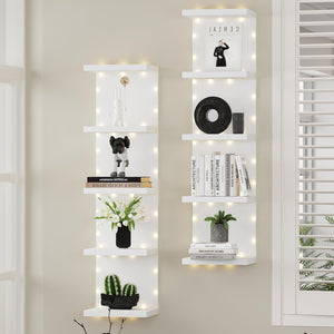 5-Tier Floating Wall Shelf Unit, Set of 2