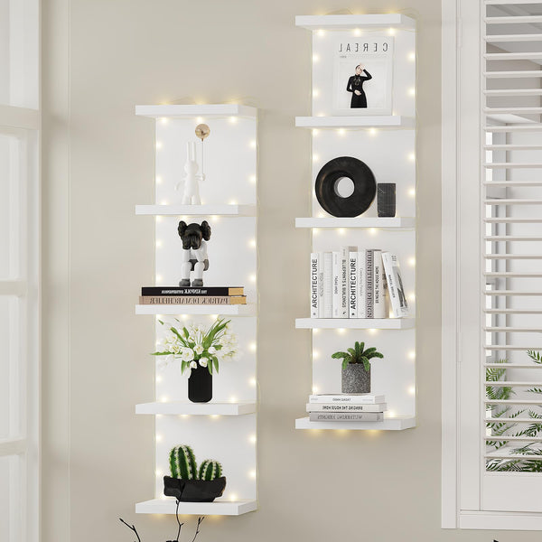 5-Tier Floating Wall Shelf Unit, Set of 2