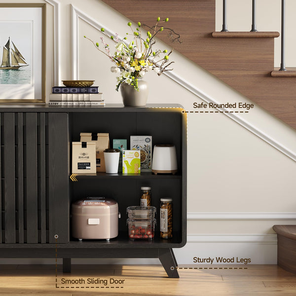 62" Sideboard Buffet Cabinet with Sliding Doors & 4 Drawers