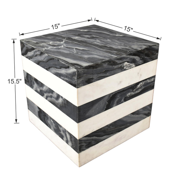 Natural Marble Cube End Table 15.5"