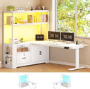 L-Shaped Electric Standing Desk with Storage