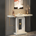 40" Faux Marble Console Table with Geometric Base