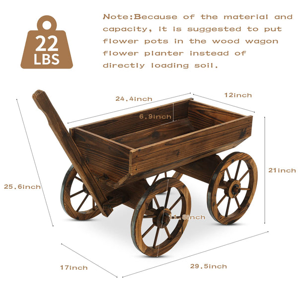 Rustic Wooden Wagon Planter