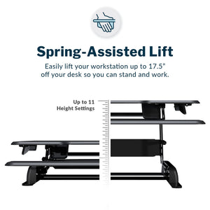 Two-Tier Standing Desk Converter – Height Adjustable Sit Stand Riser, 36" Wide, Black