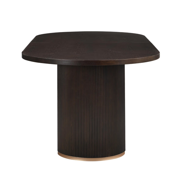 Oval Top Dining Table – Pedestal Base, Seats 6, Dark Brown