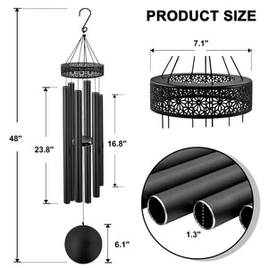 ASTARIN 48'' Wind Chimes for Outside Deep Tone - Large Windchimes with 6 Heavy Tubes, Outdoor Memorial Chimes Outdoor for Garden Hanging Décor,Sympathy Gifts，Black