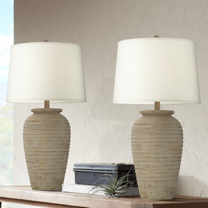 Southwest Rustic Jug Table Lamps Set of 2 – 28" Sand Finish, Cream Shade