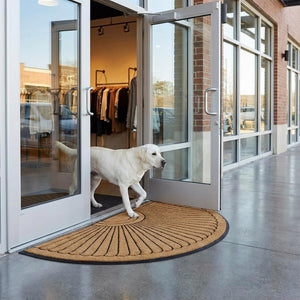 Sunburst Half Round Coco Coir Doormat – Non-Slip Rubber Backing, Multiple Sizes