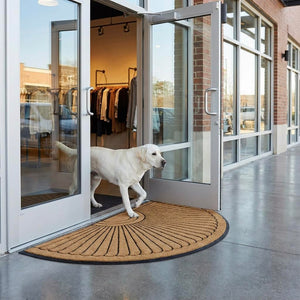 Sunburst Half Round Coco Coir Doormat – Non-Slip Rubber Backing, Multiple Sizes