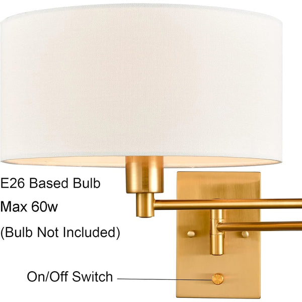 Gold Plug-In Swing Arm Wall Sconces Set of 2