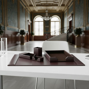 Bonded Leather Desk Set – 5-Piece Office Organizer