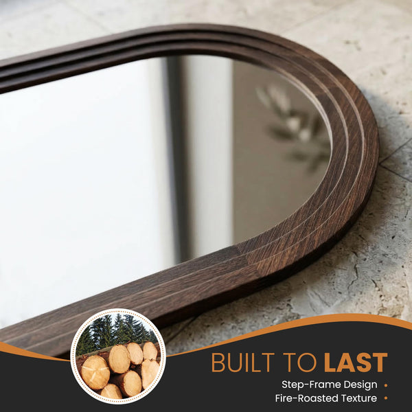 Arched Wood Frame Wall Mirror