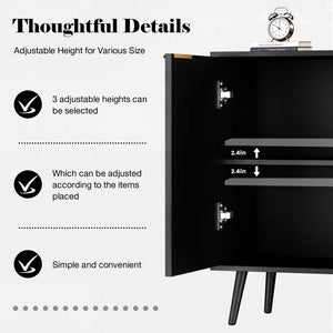 Fluted Buffet Cabinet with Doors & Shelves