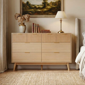8-Drawer Fluted Dresser with Metal Handles