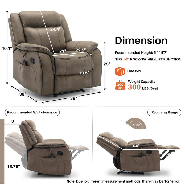 Massage Recliner Chair with Heat & Vibration – Faux Leather, Overstuffed, Wall Hugger