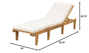 Acacia Wood Outdoor Chaise Lounge with Cushion